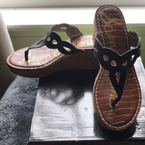 Sam Edelman black Leather Ralphie wedges. 6.5